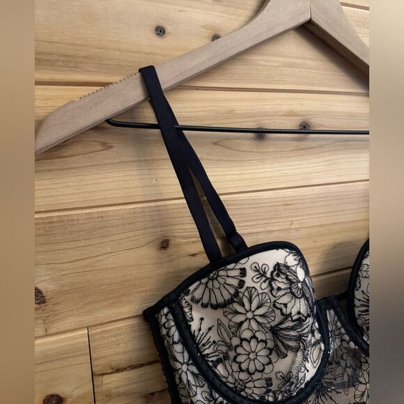 NWT Victorias Secret Size 34C Underwire Embroidered Metallic Push Up Bustier Bra - Picture 7 of 14